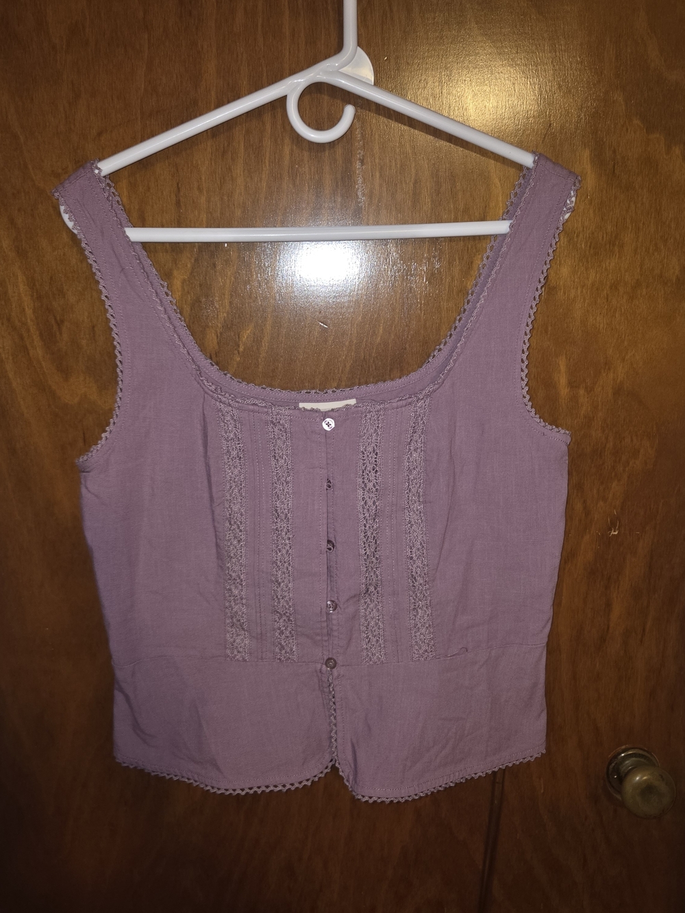 Universal Thread Mauve Lace-Trim Button Front Tank